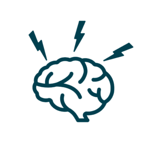 Icon von Gehirn mit drei Blitzen